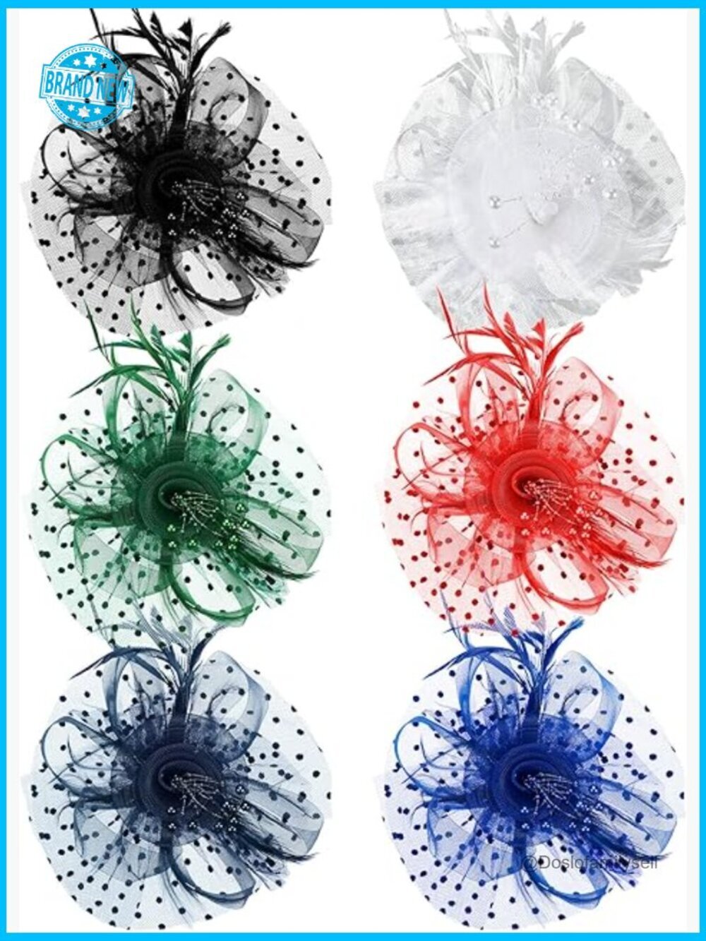 6 Pcs Fascinators Hat Tea Party Headwear Mesh Ribbons Feather Headband Clip